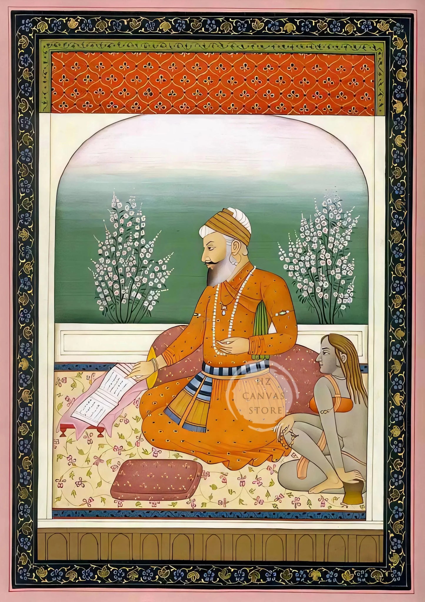 Sikh Historical Art Print of Guru Nanak Dev, Guru Ram Das, Baba Deep Singh & Maharaja Bhupinder Singh Vintage Devotional Poster