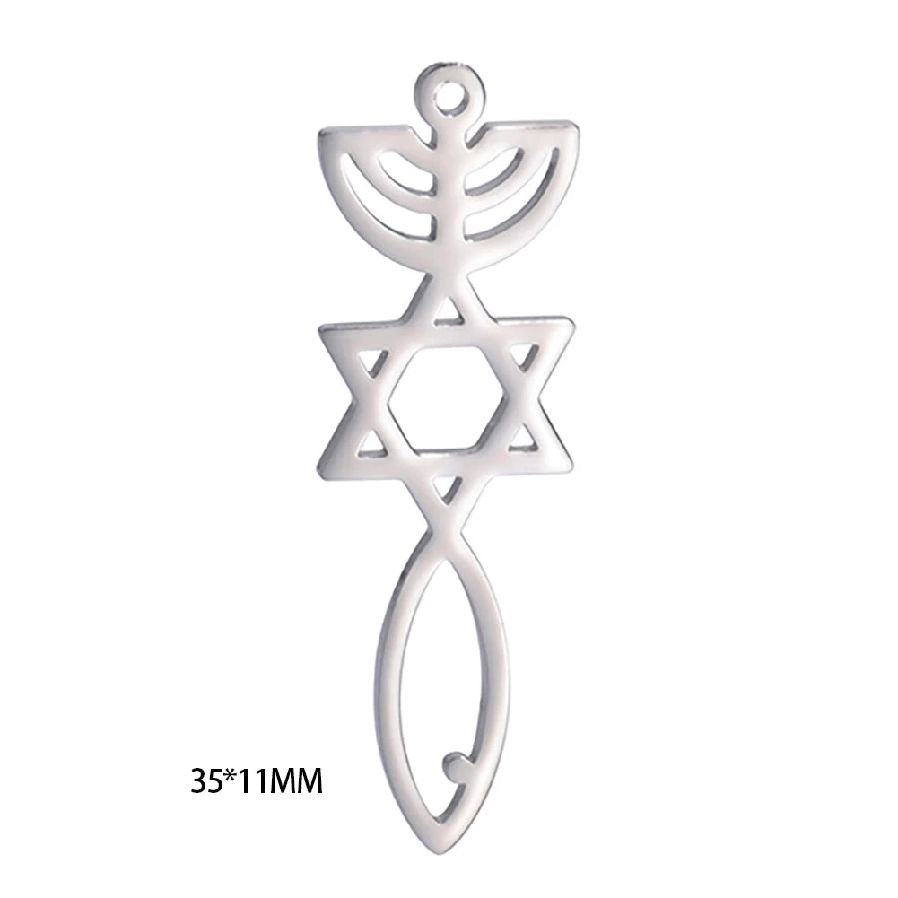 Teamer Stainless Steel Jewish Star of David Israel Map Hebrew Letter Charm Pendant for Jewelry Making Necklace DIY Wholesale