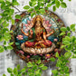 A statue of an Indian goddess sitting on a lotus throne sign,serene and sacred image,ideal spiritual space decoration,room décor
