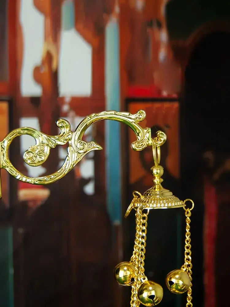HTISOK Church Wall Hook Chalice Orthodox & Catholic Church Supplies Gold Engraved Incense Burner Hook Set Church Wall Hook