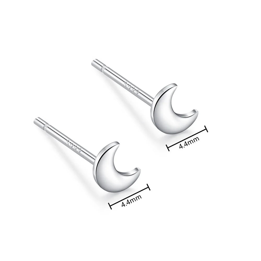 925 Sterling Silver Hypoallergenic Stud Earrings for Women Moon Star of David Maple Leaf Heart Lightning Earrings S999 Jewelry