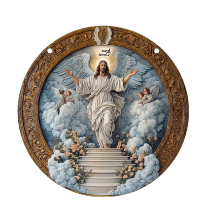 Art Deco Acrylic Religious Jesus Sun Catcher,Wall Hanging Decorative Sign for Home & Garden, Multipurpose Religious Theme Plaque