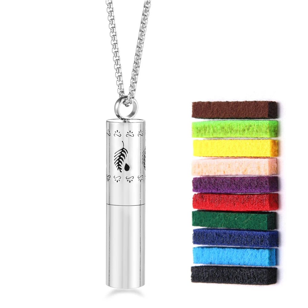 Twelve Constellations Aromatherapy Essential Oil Pendant Lockets Perfume Storage Diffuser Necklace 316L Stainless Steel Jewelry