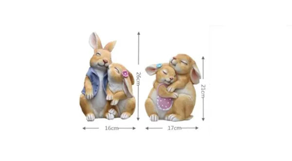 Pastoral Simulation Animal Resin Rabbit Couple Ornament Outdoor Garden Balcony Figurines Crafts Courtyard Accessories Decoration