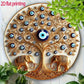 Evil Eye Round Wall Decor - Bohemian Hanging Wall Art for Living Room Bedroom Office Home Decoration