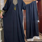 2025New Muslim Women Long Sleeve Autumn  Dress Cotton With Big Scarf Boubou Maxi Islam Women Dress African Abaya