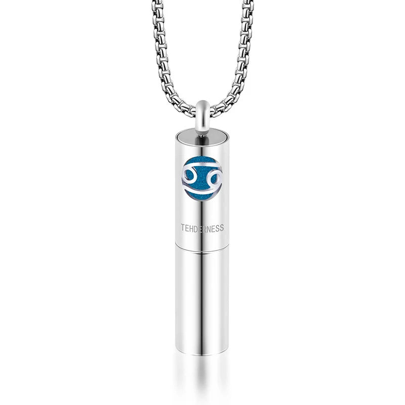 Twelve Constellations Aromatherapy Essential Oil Pendant Lockets Perfume Storage Diffuser Necklace 316L Stainless Steel Jewelry