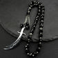 Islamic Imam Ali Zulfiqar Sword Car Pendant for Women Men Stainless Steel Gold Color Arabic Religion Blue Glass Chain Jewelry