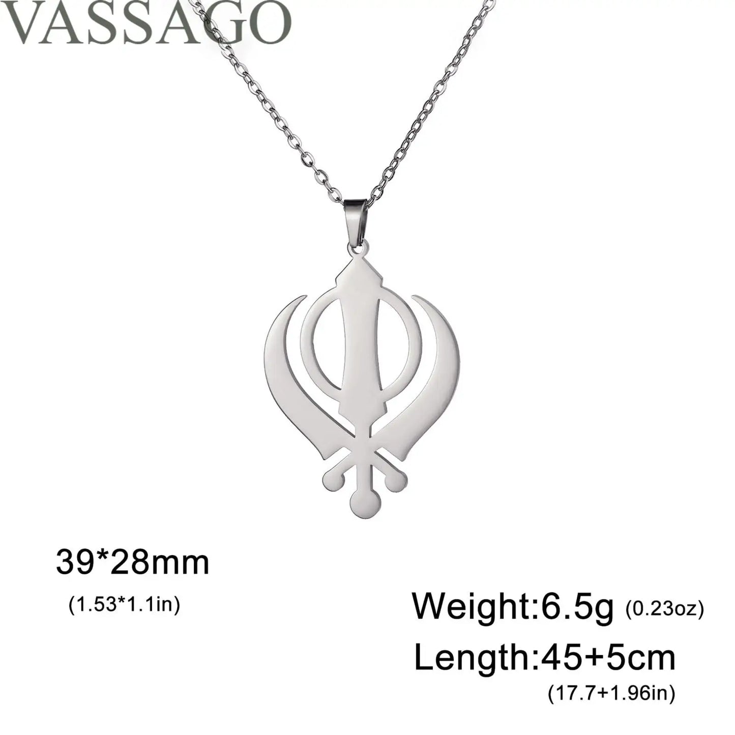 Sikhism Necklace Sikh Khanda Sword Necklace for Women Men Stainless Steel Sikhs Necklaces Sword Symbol Pendant Religious Jewelry
