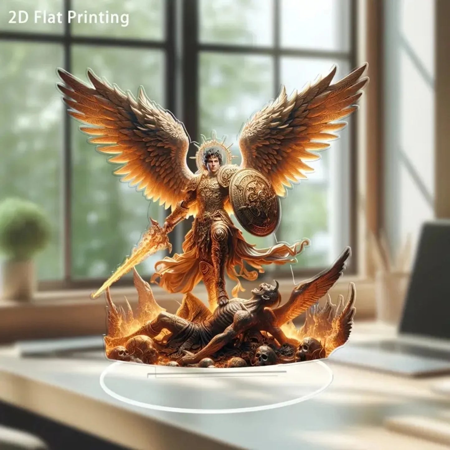 Archangel Michael 2D Flat Acrylic Plaque,Home,Office,Cafe,room,Studio,display Case,Tabletop Ornament Decor Sign Gift Kit