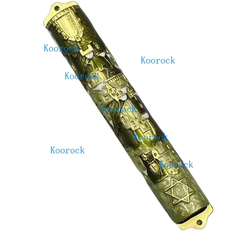 Handcrafted Enamel & Alloy Mezuzah Case with Kosher Scroll, Elegant Judaica Gift for Home Blessing & Doorpost Protection