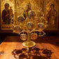 Gold Plated Orthodox Tree of Saints Icon Stand with Saint Icon Pendants for Church Home Altar Religious Devotion Christian Decor