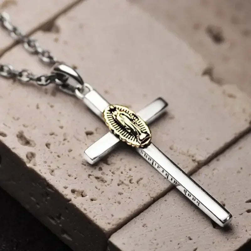 Men and Women New Retro Personality Creative Design Jesus Cross Amulet Pendant Rock Casual Gift Catholic Christian Necklace