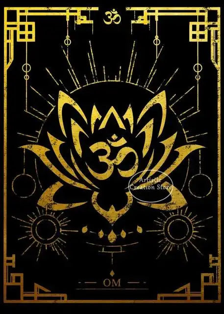 Golden Om Hindu Symbol Ganesha Poster  Indian God Canvas Prints Wall Art for Living Room Bedroom  Minimalist Decor Spiritual Hom