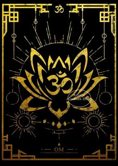 Golden Om Hindu Symbol Ganesha Poster  Indian God Canvas Prints Wall Art for Living Room Bedroom  Minimalist Decor Spiritual Hom