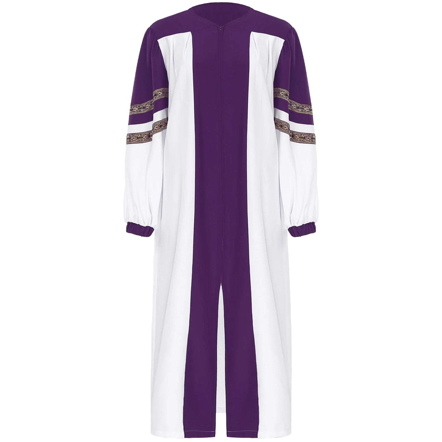 Women Men Pastor Gown Church Choir Robe Halloween Catholic Clergy Cosplay Costume Long Sleeve Zipper Christian Priest Dress