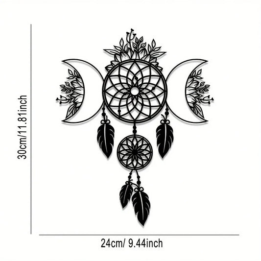 Bohemian Metal Wall Art Moon Mandala Wrought Iron Hanging Decor for Living Room