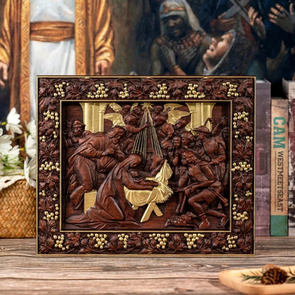 Wooden Religious Mural Nativity Scener Birth of Jesus Home Wall Decor Gift