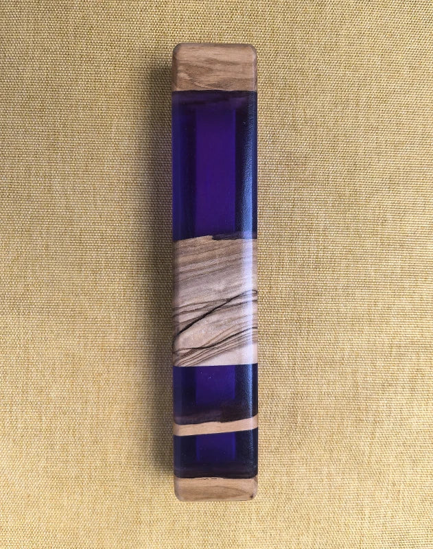 Handmade Mezuzah Case of Olive Wood and Epoxy Resin Jewish Home door Decor judaica Religious Gift for Jewish Home bless mezuzah