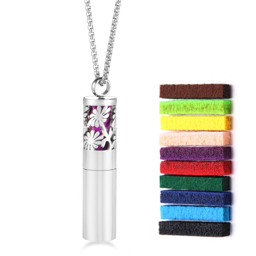 Twelve Constellations Aromatherapy Essential Oil Pendant Lockets Perfume Storage Diffuser Necklace 316L Stainless Steel Jewelry