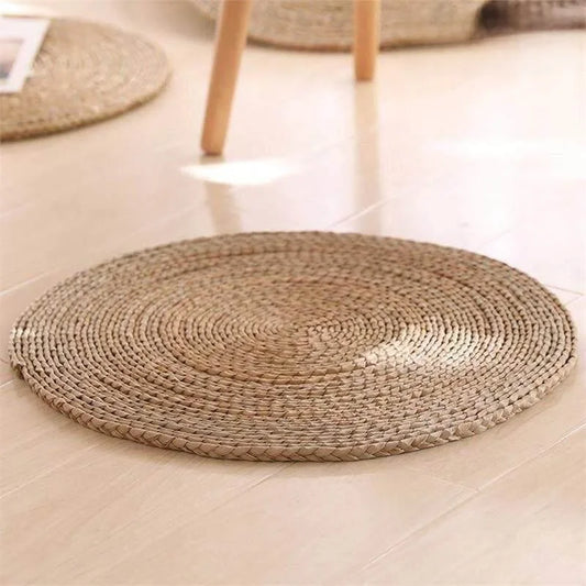 Rounded Mat Grass Woven Thin Foldable Window Meditation Pad Yoga Mat Home Decorative Fabric Sitting Cushion