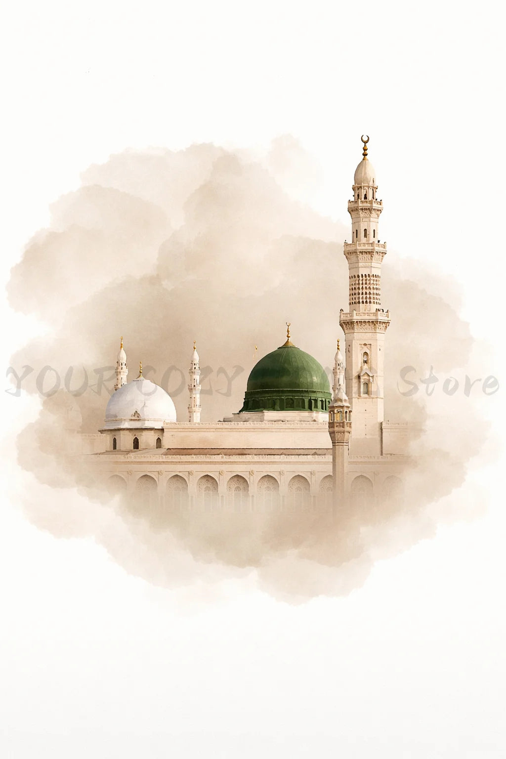 Islamic Grand Mosque Architectural Art, Sacred Holy Place Canvas Print, Muslim Home Wall Decor Prayer Room Ramadan Eid Gift