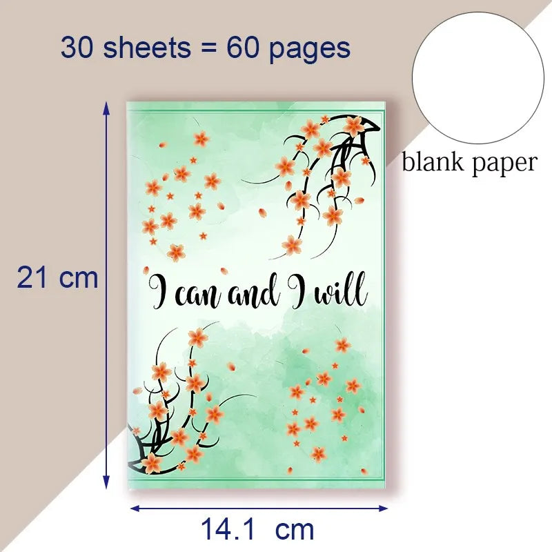 A5 Notebook Note Book Motivational Quote - I Can and I Will - Sketch Writing Blank Journal Success Notepad New Job Graduation