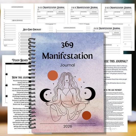 1PC Watercolor Meditating Figure Themed Spiral Notebooks, Calm 369 Manifestation Journal, for Personal Mindful Living Cultivatio