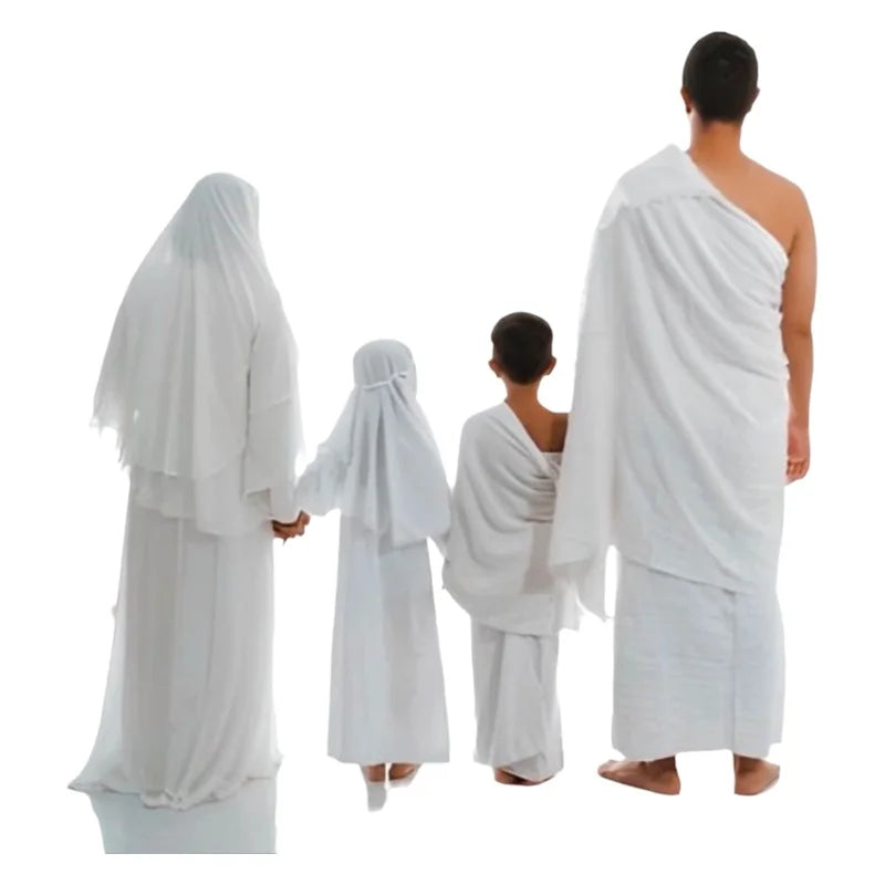 White Men's Simple High-End Hajj Ihram Towel Set Bath Towel Pilgrimage Towel Cross-Border Two-Piece Set Geometry Pattern