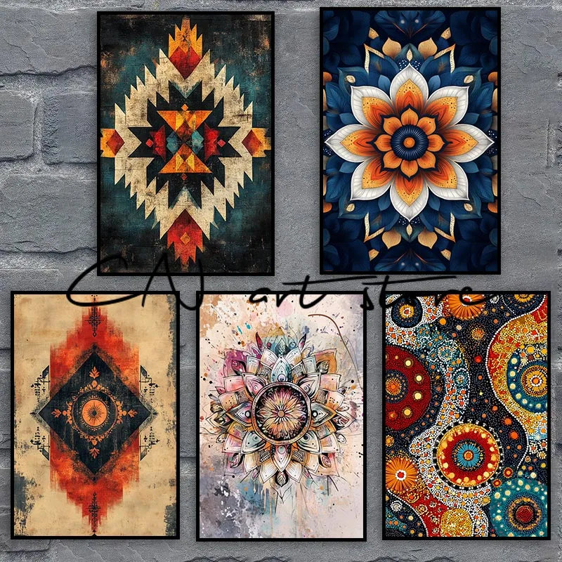 Mandala Boho Mystical Sacred Geometry Yoga and Meditation Art Poster Canvas Painting Wall Prints Picture Living Room Home Decor