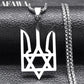Ukraine National Emblem Pendant Necklace for Women Men Stainless Steel Jewish Star of David Hexagram Ukrainian Jewlery 3211NS02