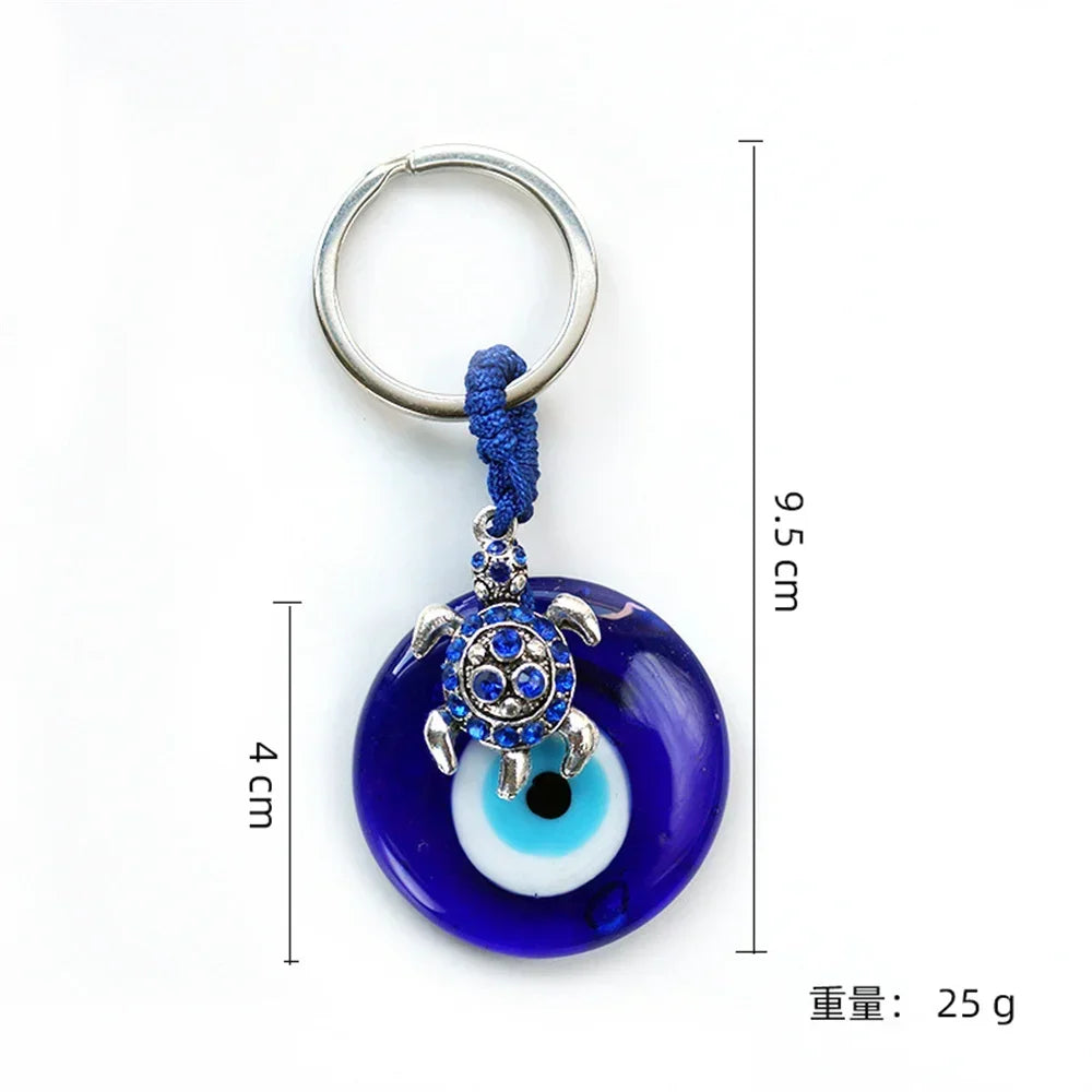 Turkish Blue Evil Eye Keychain Luckly Owl Elephant Butterfly Tortoise Charms With Key Holder Handbag Decorations For Women Men