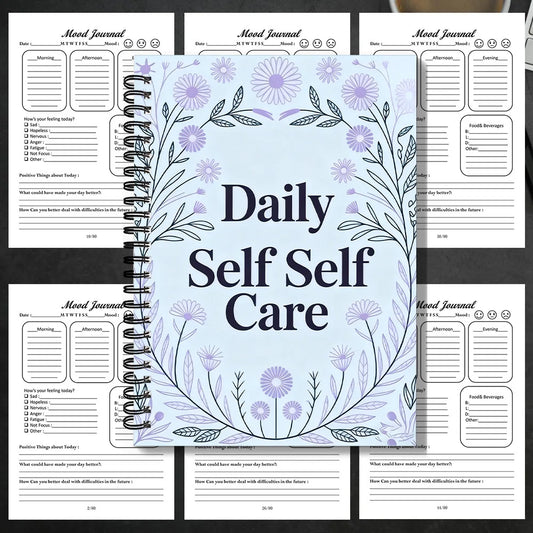 1PC Elegant Light Purple Daily Self Care Mood Journal, Suitable For Daily Mindfulness Practice, Relaxing Self Reflection Session
