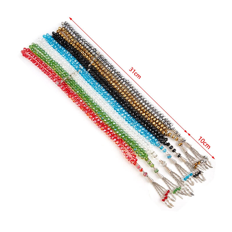 8mm 99 Beads Crystal Prayer Beads Crystal Bracelets Tasbih Tasbeeh Misbaha Bracelet Islamic Muslim DIY Bracelet Jewelry