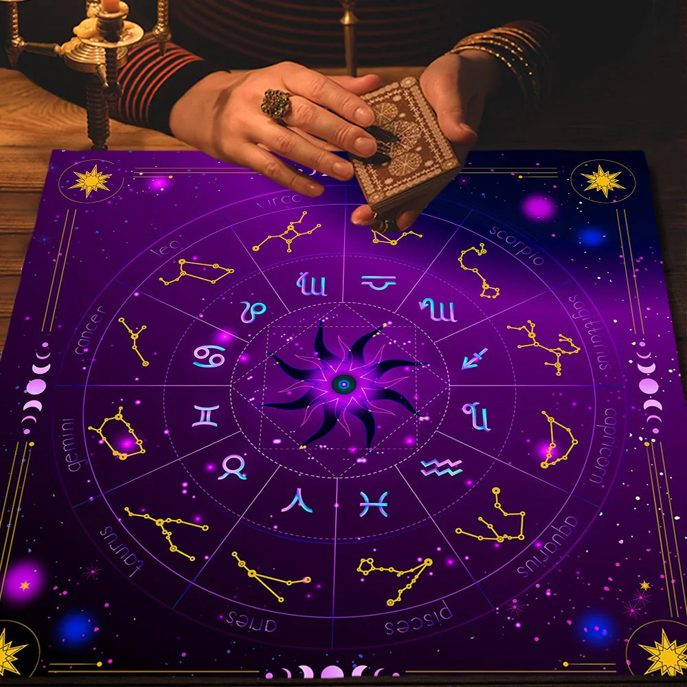 Tarot Tablecloth Mandala Flower Of Life Altar Cloth For Divination Meditation Circle Galaxy Tarot Mat Spiritual Oracle Card Pad
