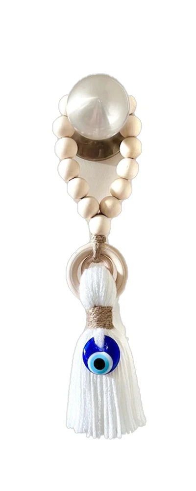 Wooden Guardian Amulet Tassel with Glass Evil Eye Bead Door-Knob Handle Hanging Modern Home Aesthetic Décor Home Decor Gift