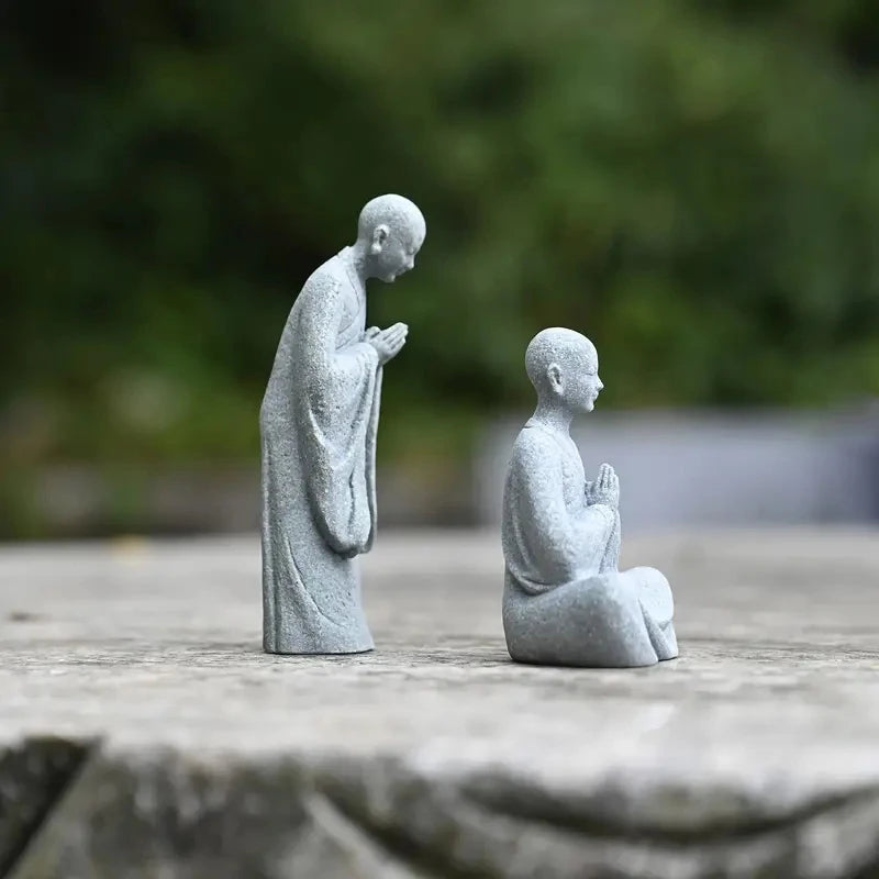 1Pcs Wishing Monk Buddhist Micro Landscape Stone Fish Tank Moss Landscaping Zen Oriental Aesthetics Garden Ornaments