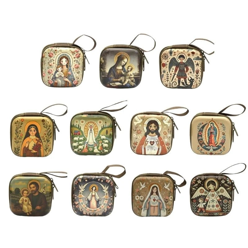 Catholic Rosary Religious Jewelry Storage Box Coin Purse Rosary Prayer Bag