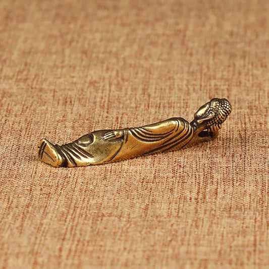 1PC Mini Retro Golden Lying Amitabha Buddha Statue Sculpture Figurines Copper Pure Brass Home Decoration Statues