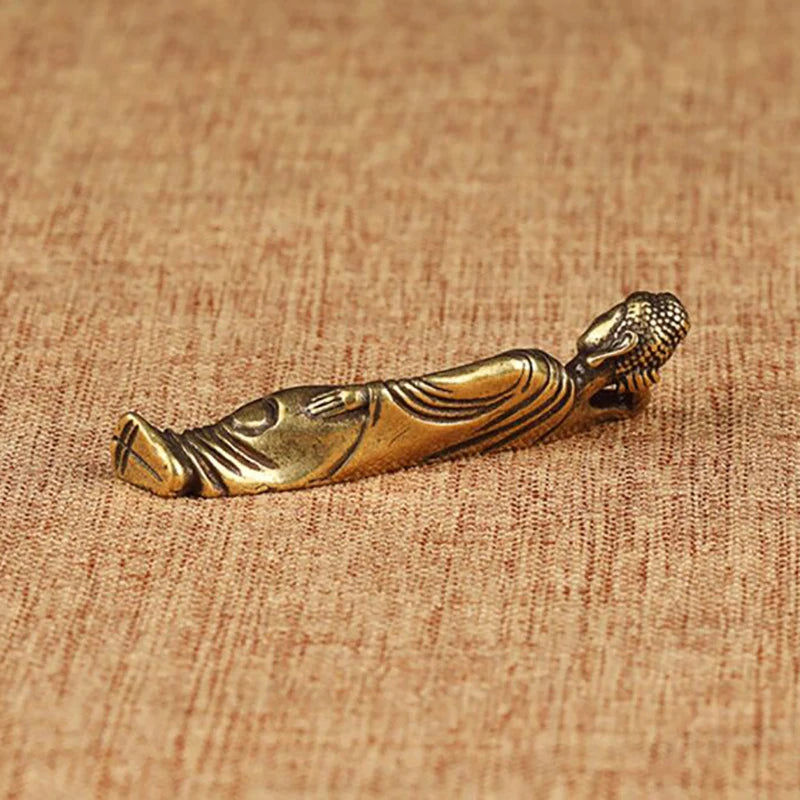 1PC Mini Retro Golden Lying Amitabha Buddha Statue Sculpture Figurines Copper Pure Brass Home Decoration Statues