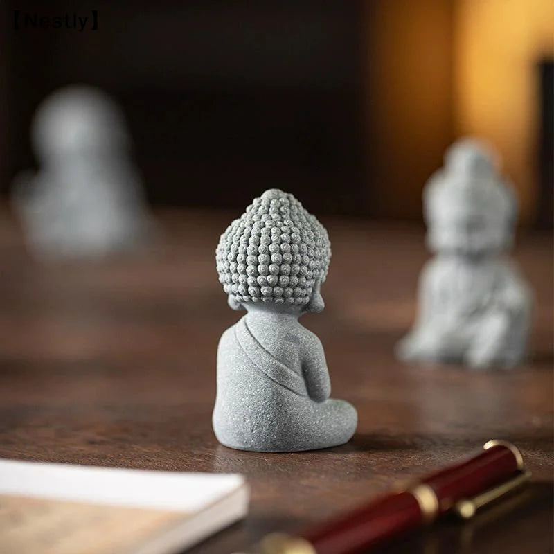 Chinese Style Buddha Statue Cute Little Monk Figurines Fish Tank Moss Landscaping Zen Oriental Aesthetic Garden Decoration〔Nest〕