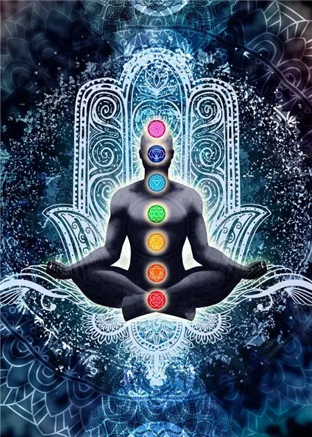 Indian Buddha Statue Meditation Chakra Mandala Print Art Canvas Poster for Living Room Decoration Home Wall Decor Picture