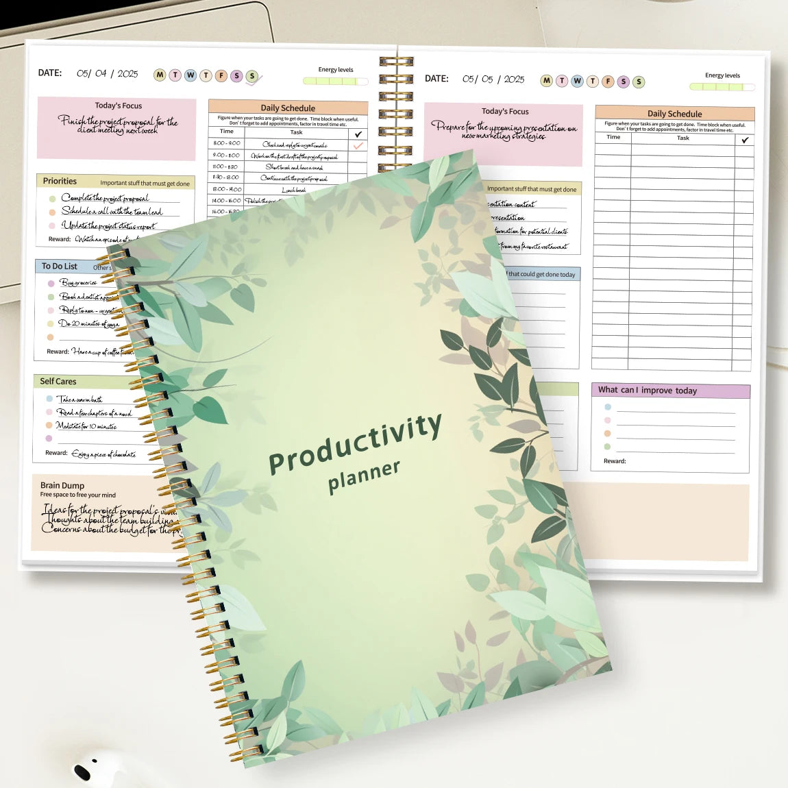 B5 Productivity Planner, Daily and Weekly Organizer with Priorities,To-Do List,Schedule,Floral Cover Journal for Time Management