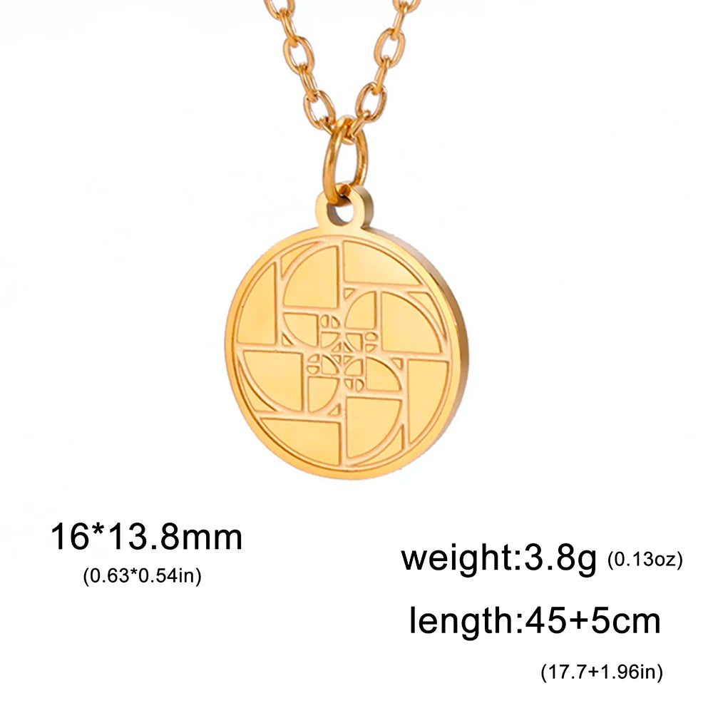 Dawapara Fibonacci Spiral Necklace Sacred Geometry The Golden Ratio Pendant Stainless Steel Jewelry Valentine's Day Gift