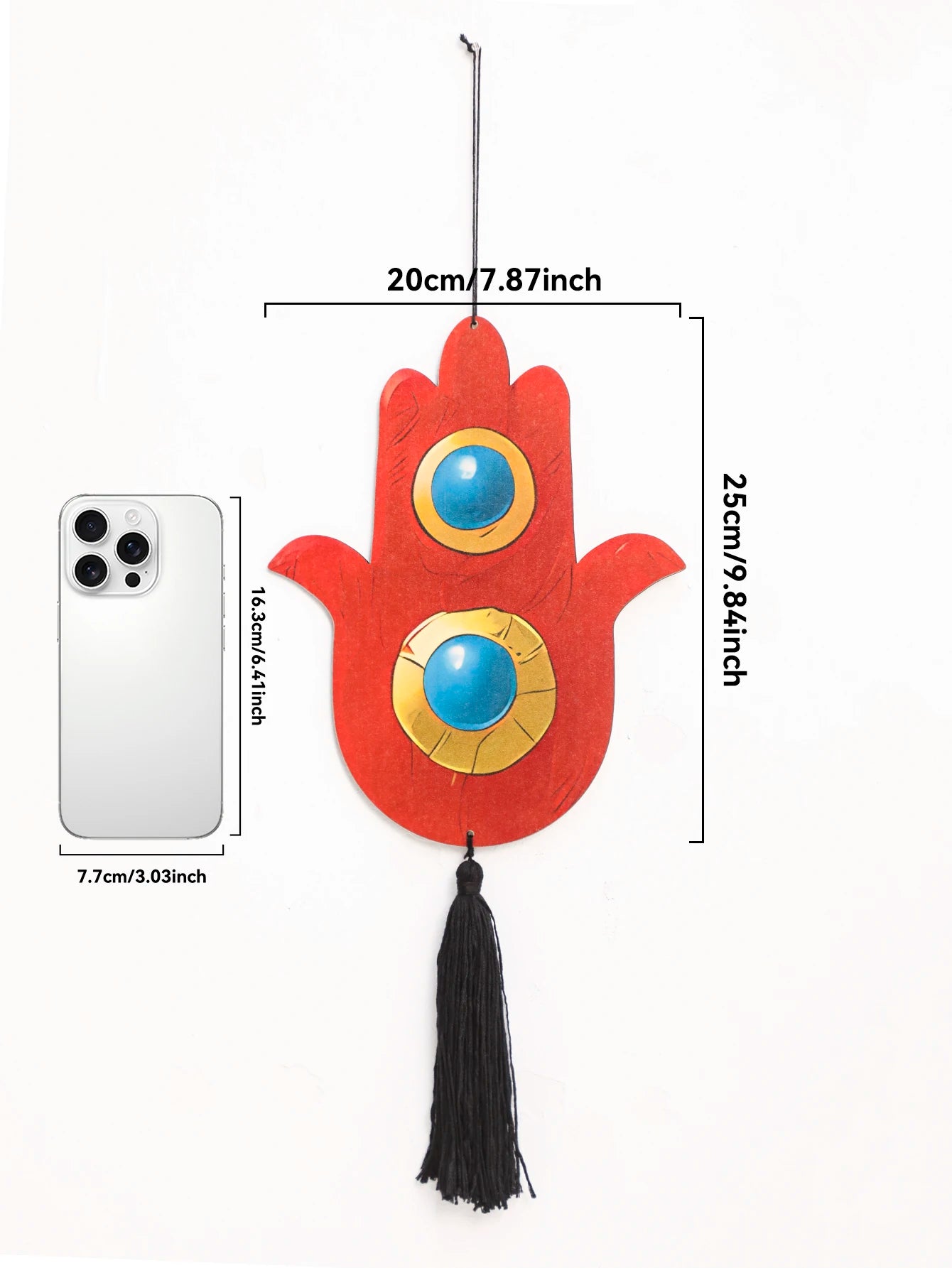 1pc Hamsa Hand Wall Hanging Decor, Blue & Red Evil Eye Tassel Ornaments, Boho Home Decor Pendant, Living Room & Gift Decoration