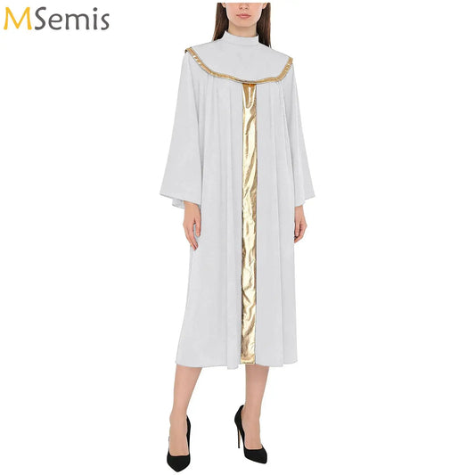 Womens Priest Clergy Cosplay Robe Church Choir Dress Men's Long Sleeve Vestments Catholic Priest Halloween Carnival Party