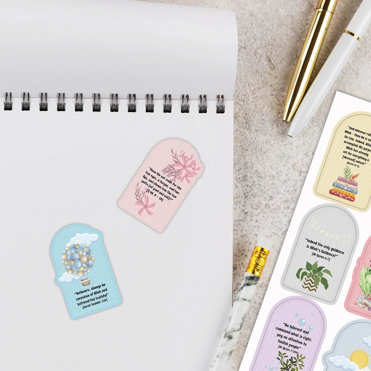 2sheets-30stickers Ramadan Quran Quote Stickers, Islamic Motivational Phrases Design,Decor For Prayer Journals,Eid Mubarak Gifts