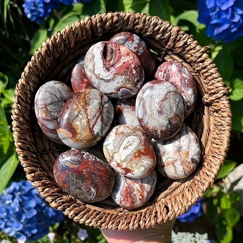 1pc Red Mexican Agate Palm Stone,  Stunning Crystal from Mexico, Worry Stone Gift. Polished Palm Stone Makes a Lovely Present