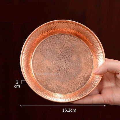 Tibetan-style Copper Water Supply Bowl Offering Dish Base Household Indoor/Buddhist Hall Offering Plate/purified Water Dish