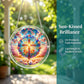 Stained Glass Cross with Flowers Acrylic Puzzle Suncatcher, 18cm/20cm Round Window Hanging